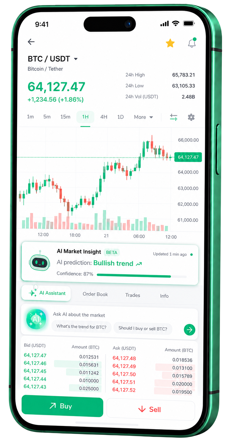 https://site-launcher-new.streamlit.app/ Mobile-Trading-App auf einem Smartphone